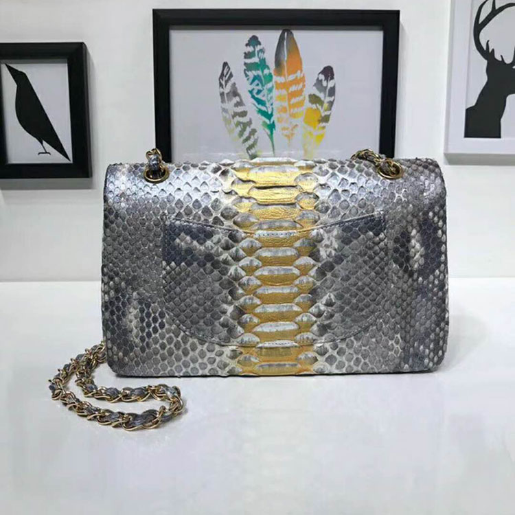 2018 Chanel Classic Flap Bag Original Python Leather