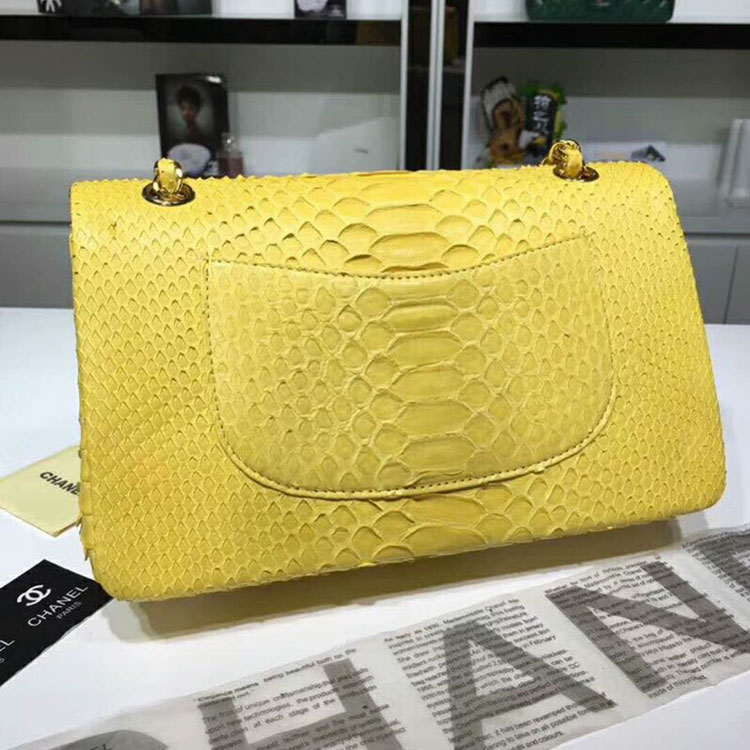 2018 Chanel Classic Flap Bag Original Python Leather