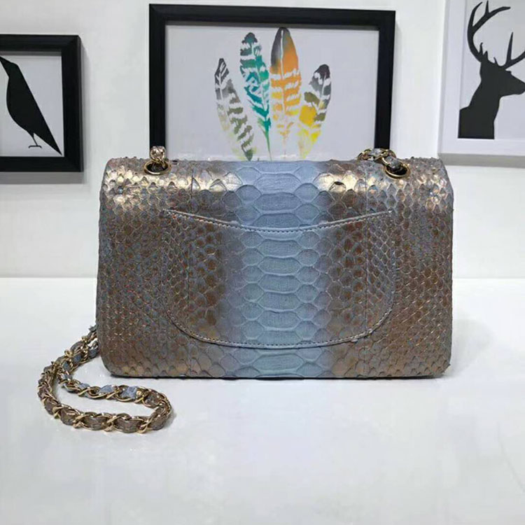 2018 Chanel Classic Flap Bag Original Python Leather