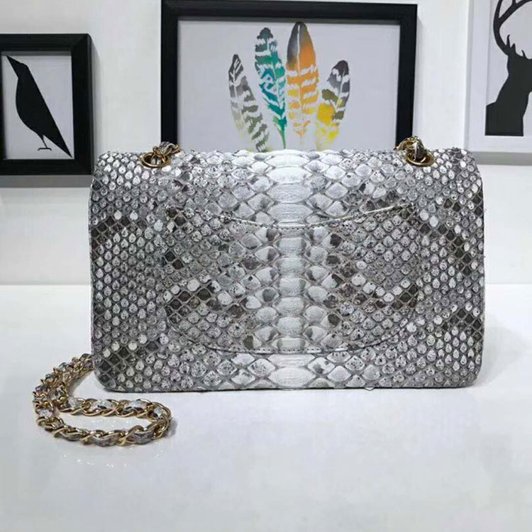 2018 Chanel Classic Flap Bag Original Python Leather