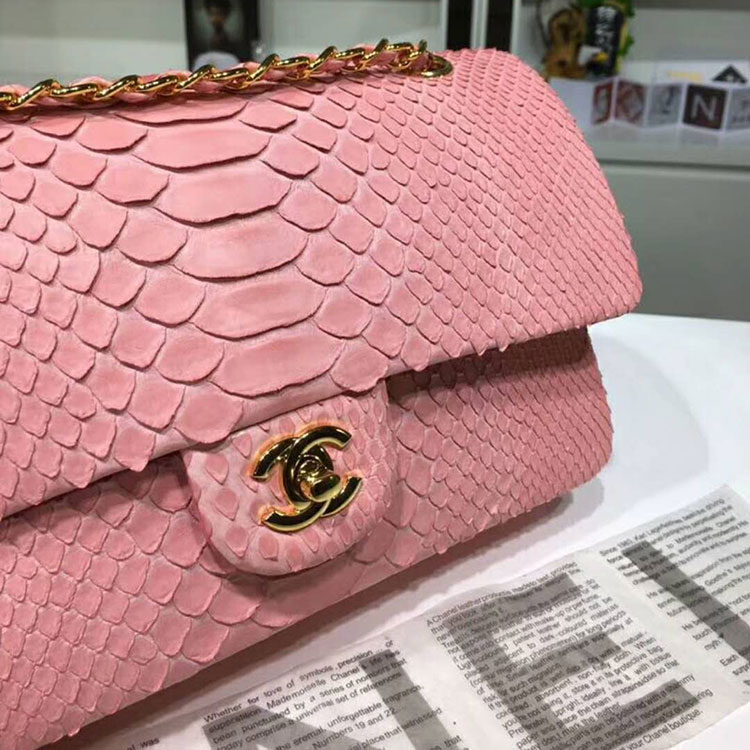 2018 Chanel Classic Flap Bag Original Python Leather