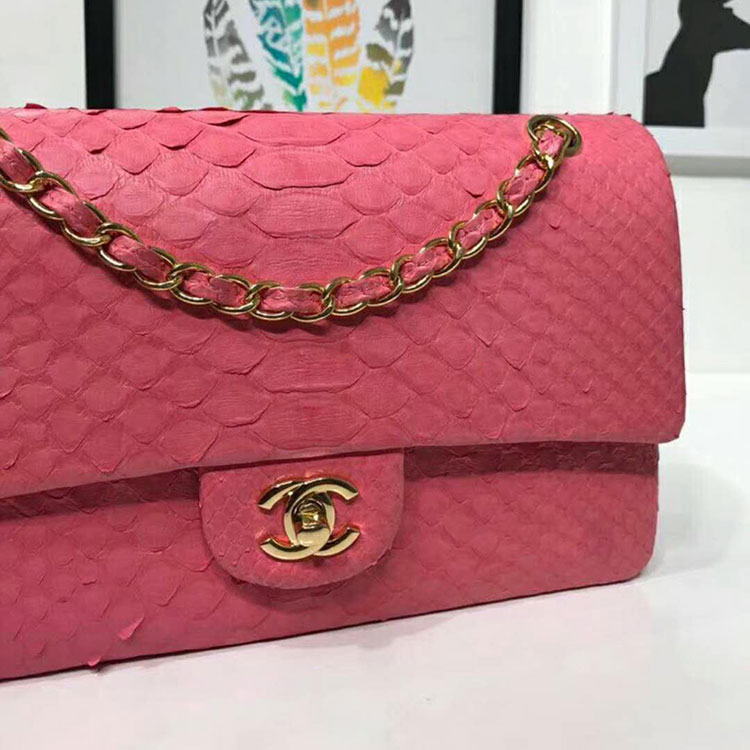 2018 Chanel Classic Flap Bag Original Python Leather