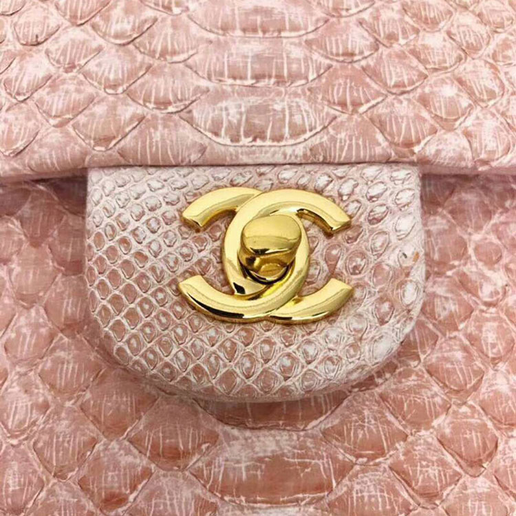 2018 Chanel Classic Flap Bag Original Python Leather