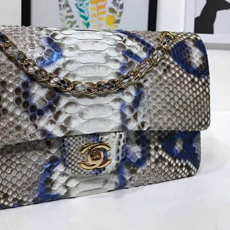 2018 Chanel Classic Flap Bag Original Python Leather