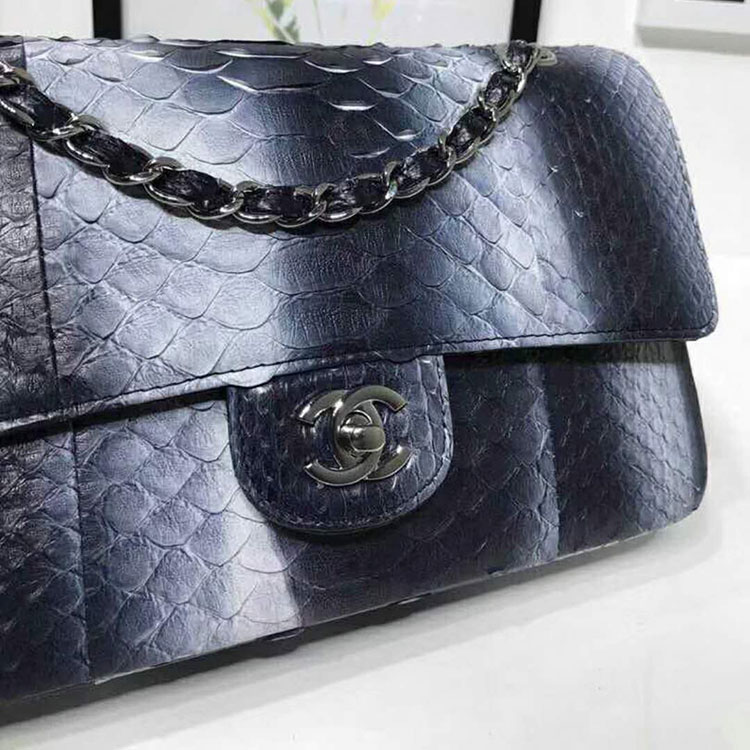 2018 Chanel Classic Flap Bag Original Python Leather