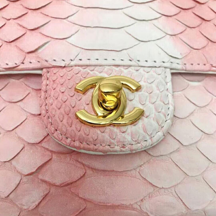 2018 Chanel Classic Flap Bag Original Python Leather