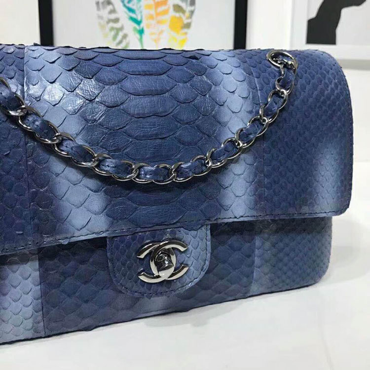 2018 Chanel Classic Flap Bag Original Python Leather