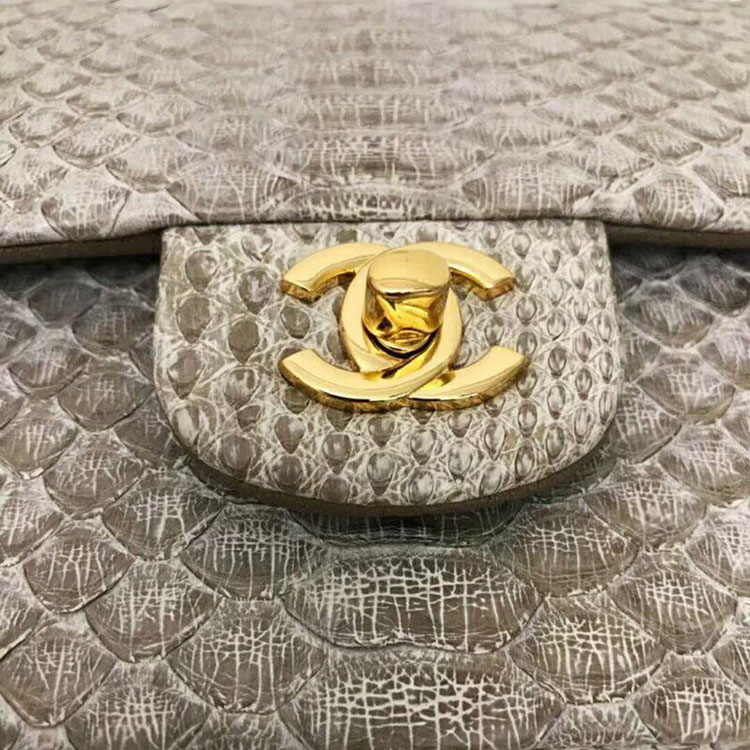 2018 Chanel Classic Flap Bag Original Python Leather