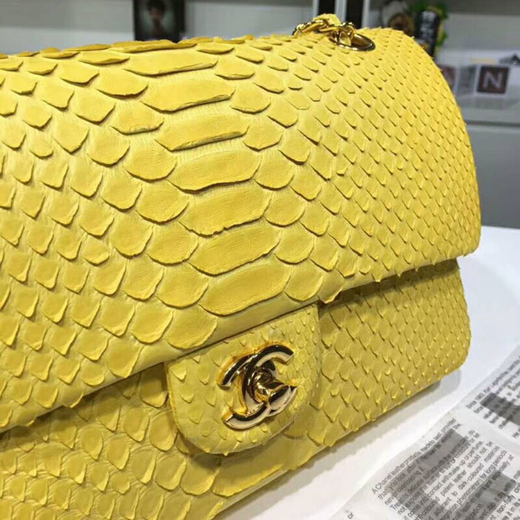 2018 Chanel Classic Flap Bag Original Python Leather