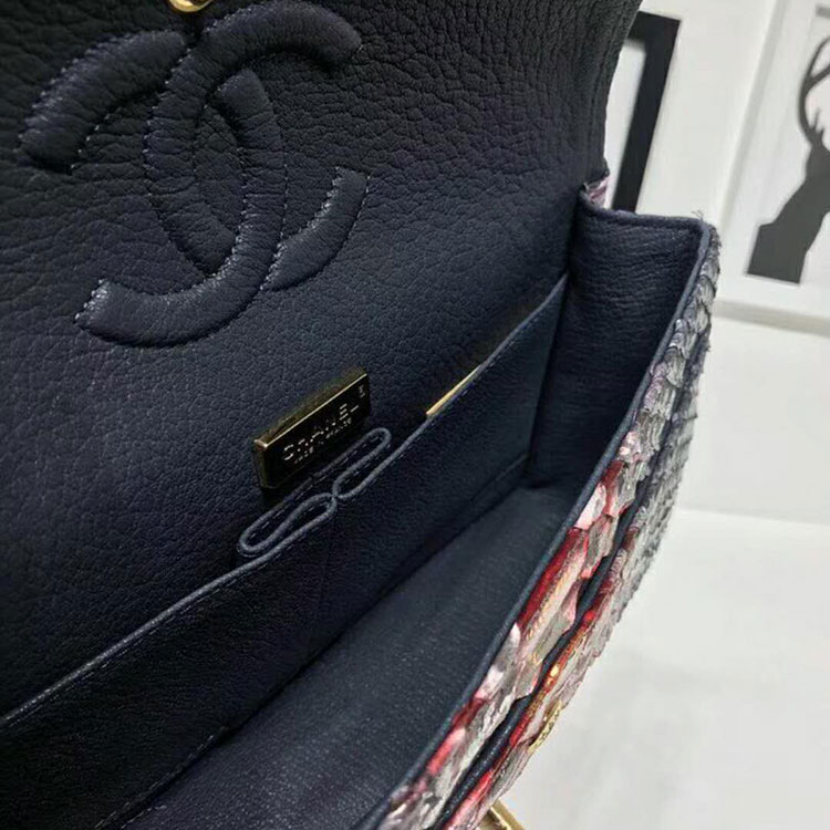 2018 Chanel Classic Flap Bag Original Python Leather