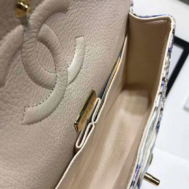 2018 Chanel Classic Flap Bag Original Python Leather