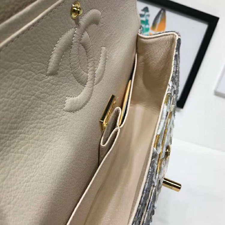 2018 Chanel Classic Flap Bag Original Python Leather