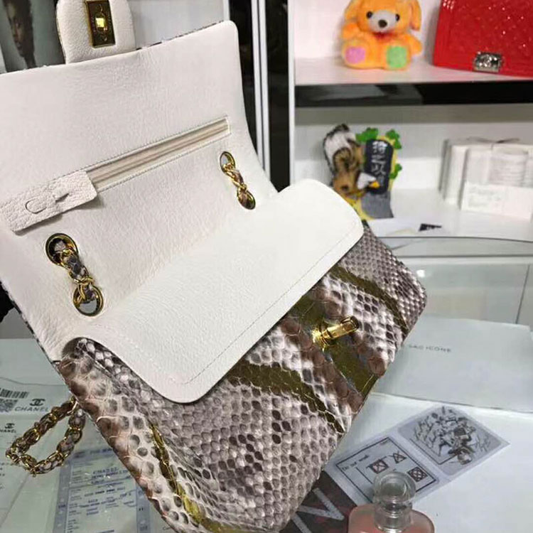 2018 Chanel Classic Flap Bag Original Python Leather