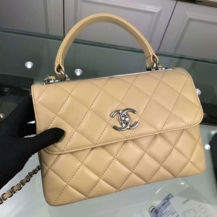 2018 Chanel Classic Top Handle Bag Original Lambskin Leather