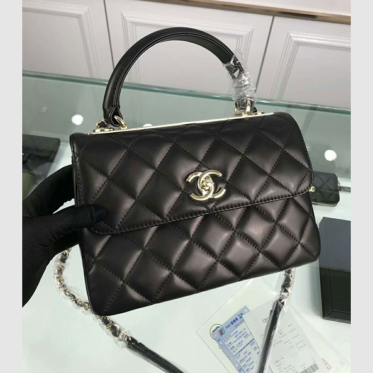 2018 Chanel Classic Top Handle Bag Original Lambskin Leather