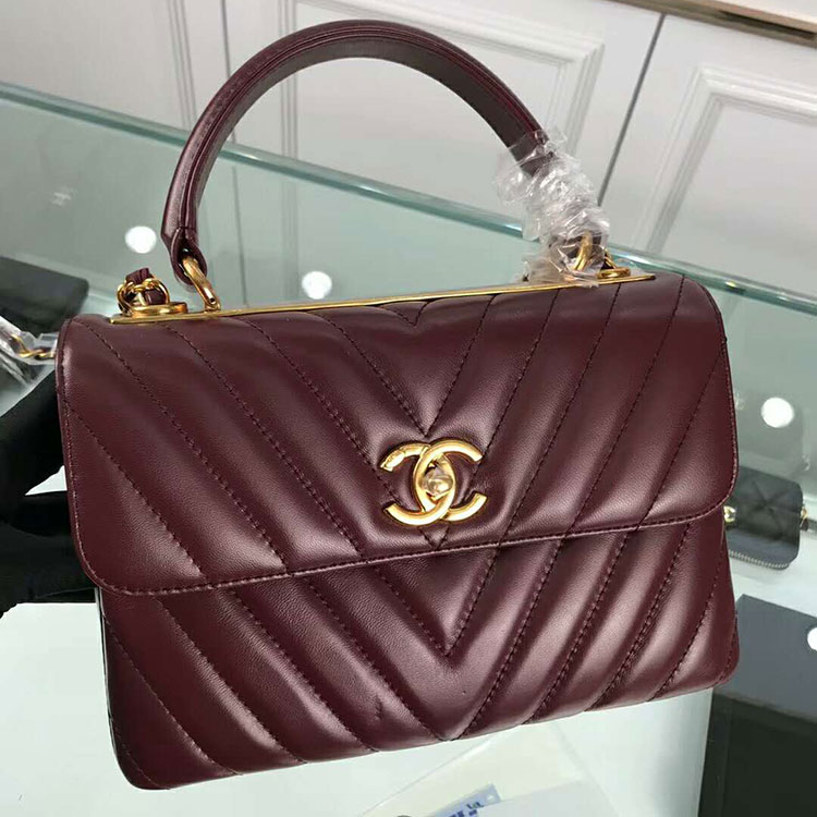 2018 Chanel Classic Top Handle Bag Original Lambskin Leather