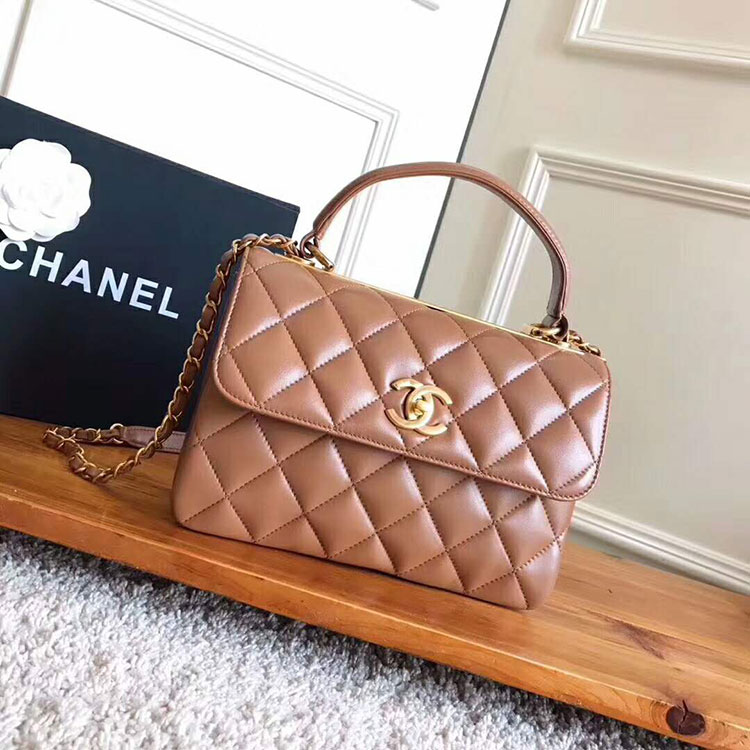 2018 Chanel Classic Top Handle Bag Original Lambskin Leather