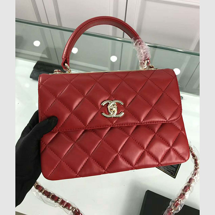 2018 Chanel Classic Top Handle Bag Original Lambskin Leather