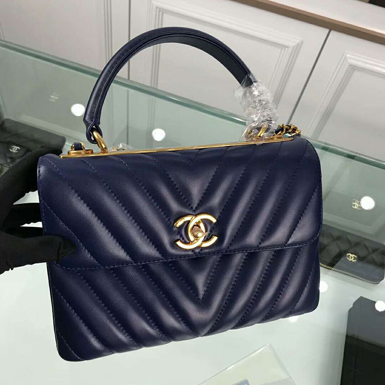 2018 Chanel Classic Top Handle Bag Original Lambskin Leather