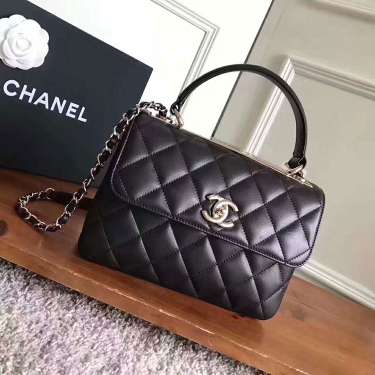 2018 Chanel Classic Top Handle Bag Original Lambskin Leather