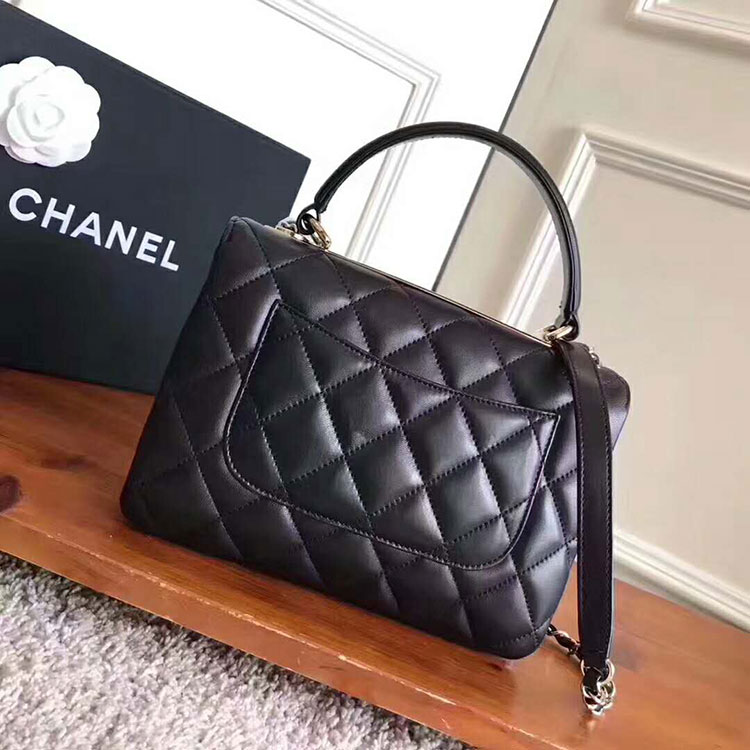 2018 Chanel Classic Top Handle Bag Original Lambskin Leather