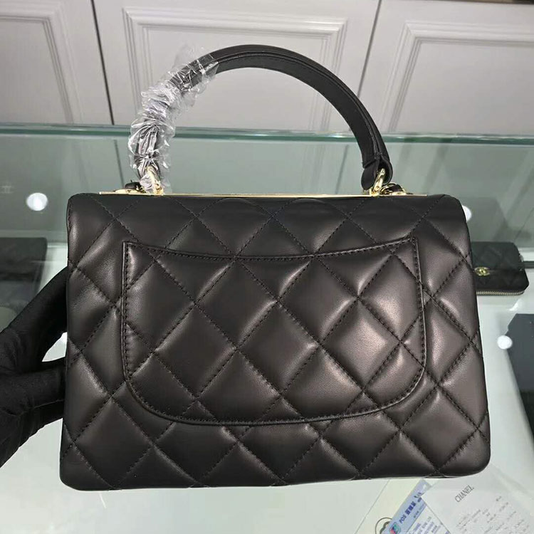 2018 Chanel Classic Top Handle Bag Original Lambskin Leather