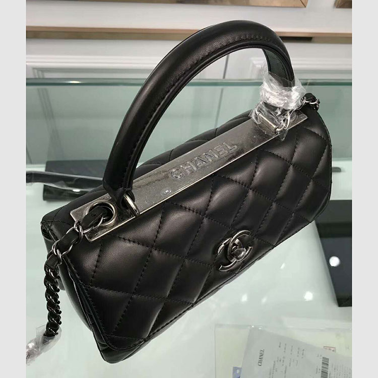 2018 Chanel Classic Top Handle Bag Original Lambskin Leather