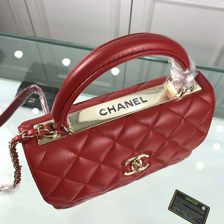 2018 Chanel Classic Top Handle Bag Original Lambskin Leather