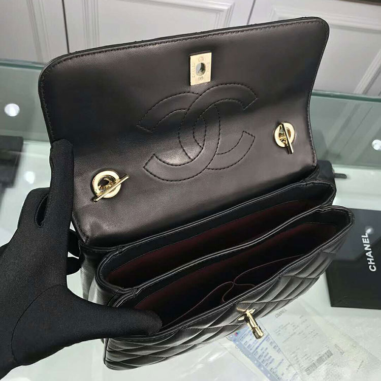 2018 Chanel Classic Top Handle Bag Original Lambskin Leather