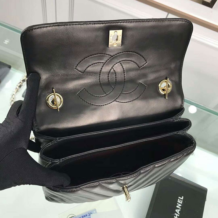 2018 Chanel Classic Top Handle Bag Original Lambskin Leather