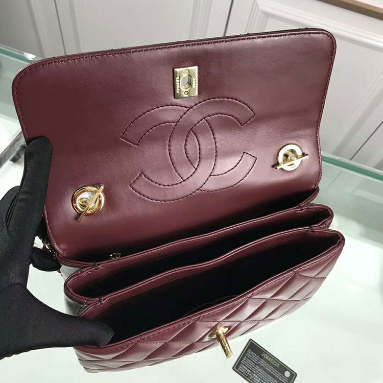 2018 Chanel Classic Top Handle Bag Original Lambskin Leather