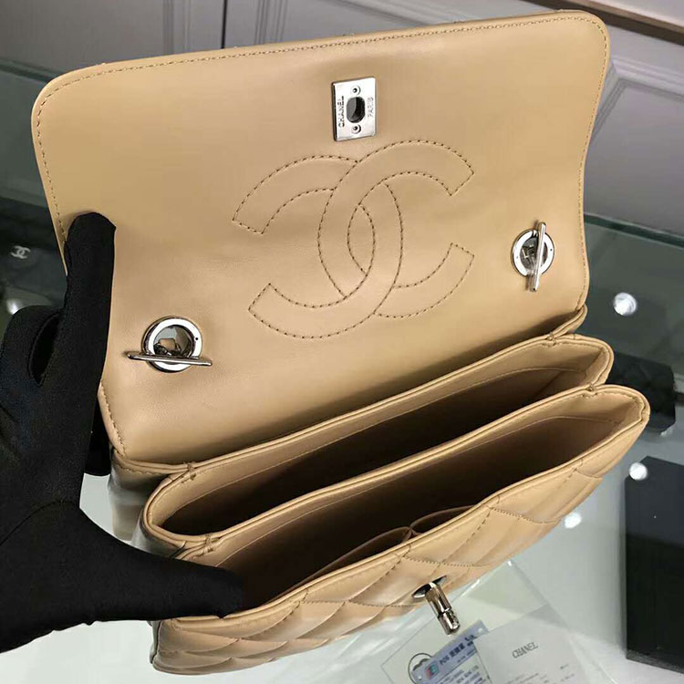 2018 Chanel Classic Top Handle Bag Original Lambskin Leather