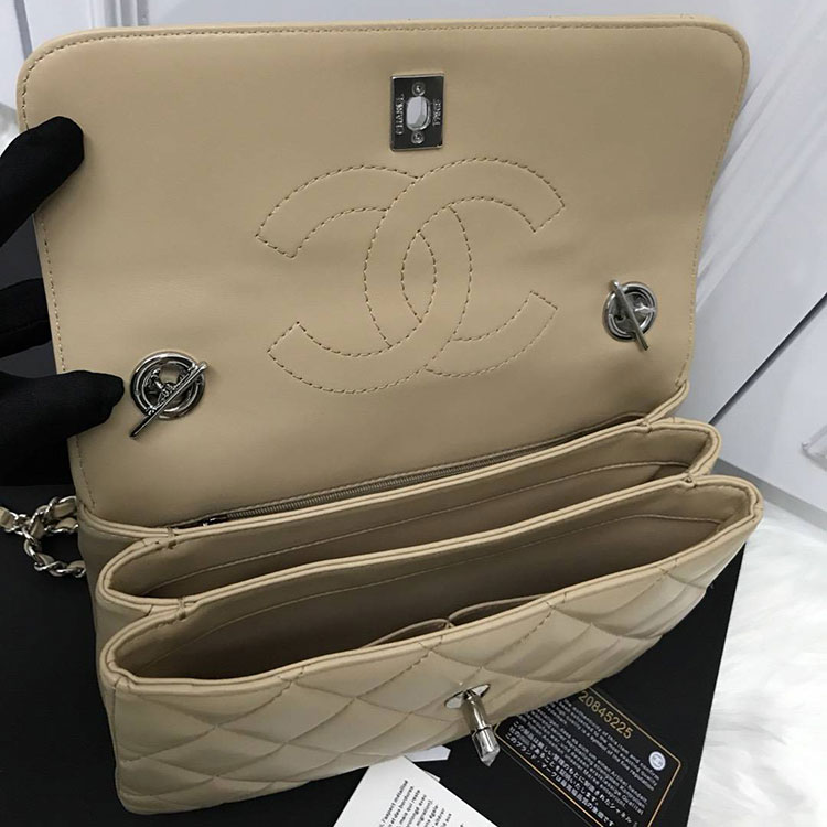 2018 Chanel Classic Top Handle Bag Original Lambskin Leather