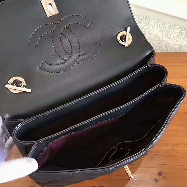 2018 Chanel Classic Top Handle Bag Original Lambskin Leather