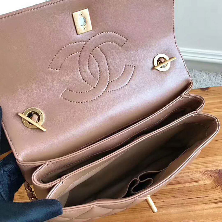 2018 Chanel Classic Top Handle Bag Original Lambskin Leather