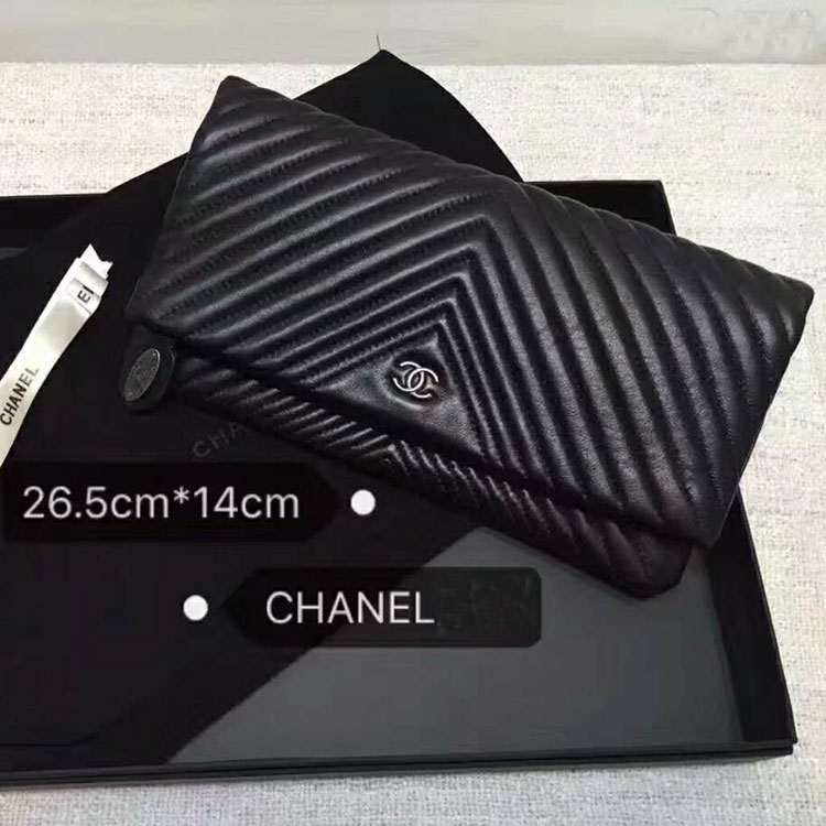 2018 Chanel Clutch Original Grained Calfskin Leather A67011 Black