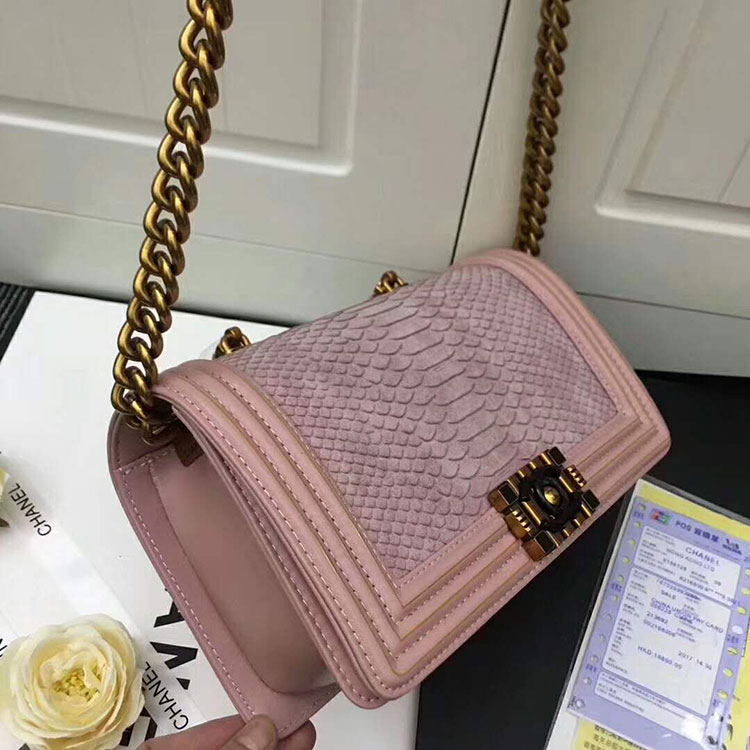 2018 Chanel LeBoy Tote Shoulder Bag Python A67086