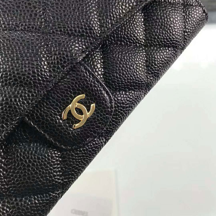 2018 Chanel Matelasse Bi-Fold Wallet Original Calfskin leather A80758 Black