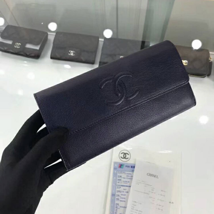 2018 Chanel Matelasse Bi-Fold Wallet Original Caviar Leather