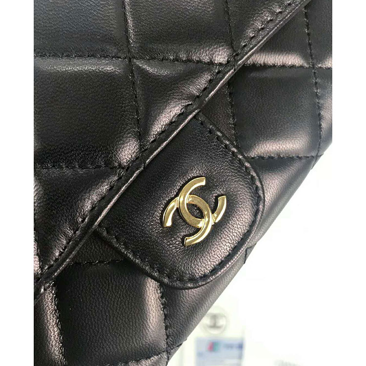 2018 Chanel Matelasse Bi-Fold Wallet Original Lambskin leather A80758 Black