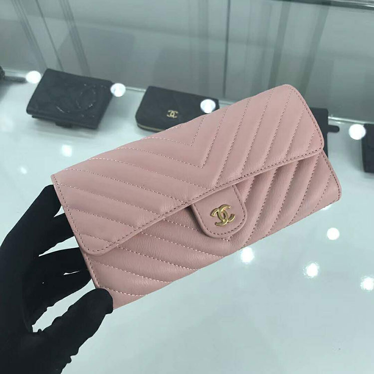 2018 Chanel Matelasse Bi-Fold Wallet Original Sheepskin leather A80759