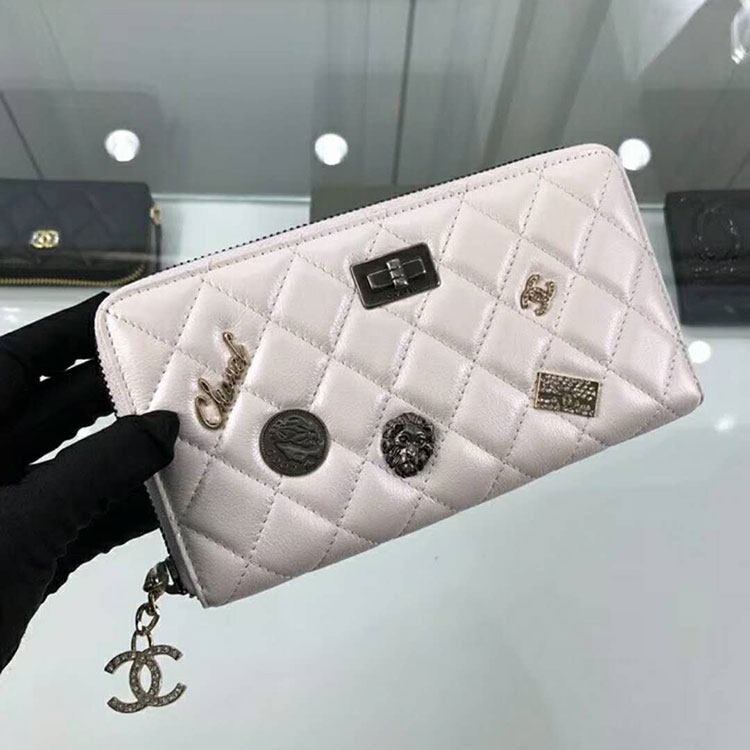 2018 Chanel Matelasse Zip Around Wallet Original Leather