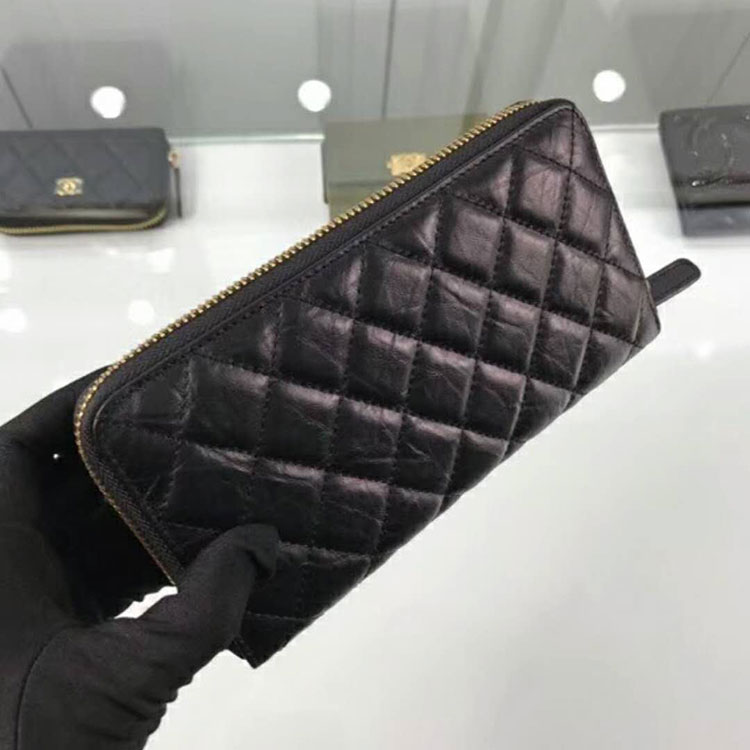 2018 Chanel Matelasse Zip Around Wallet Original Leather