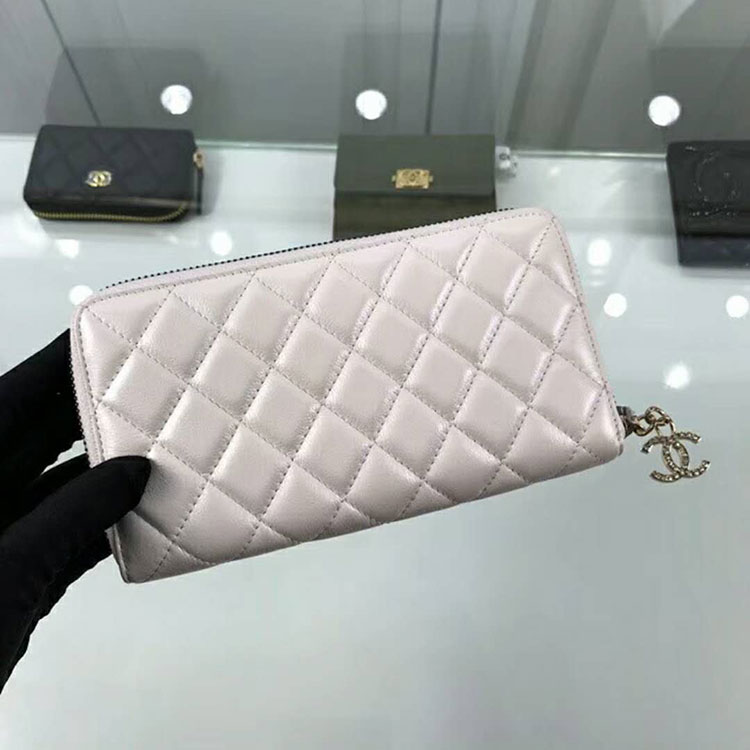 2018 Chanel Matelasse Zip Around Wallet Original Leather