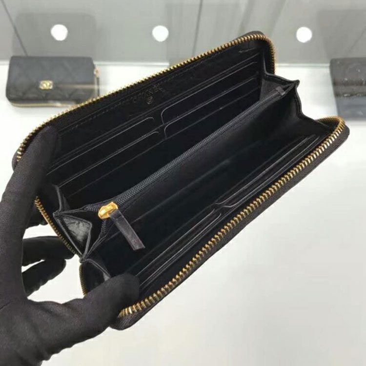 2018 Chanel Matelasse Zip Around Wallet Original Leather