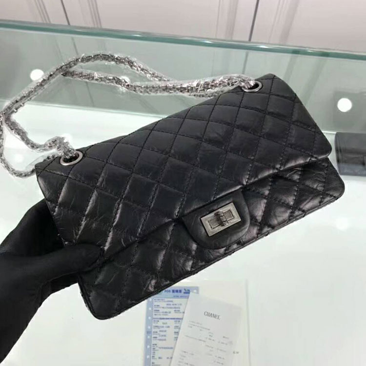 2018 Chanel Original Glazed Crackled Leather Classic Flap Bag