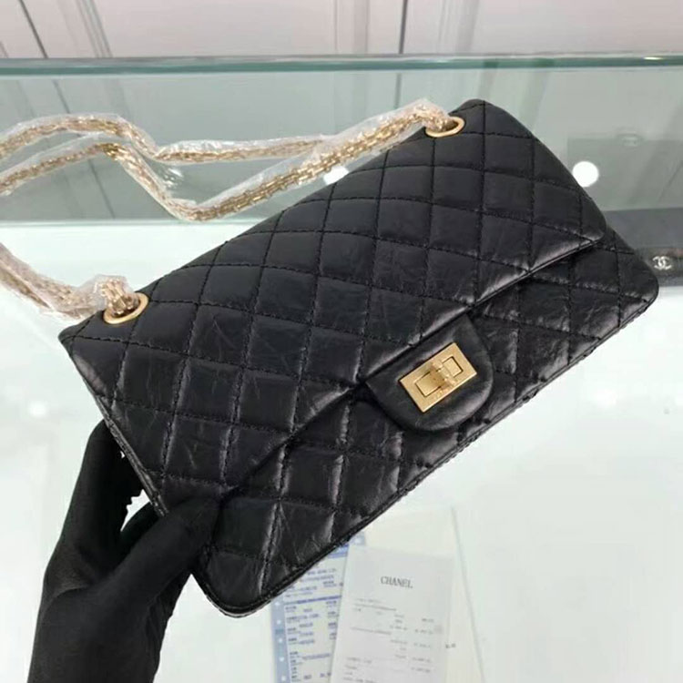 2018 Chanel Original Glazed Crackled Leather Classic Flap Bag