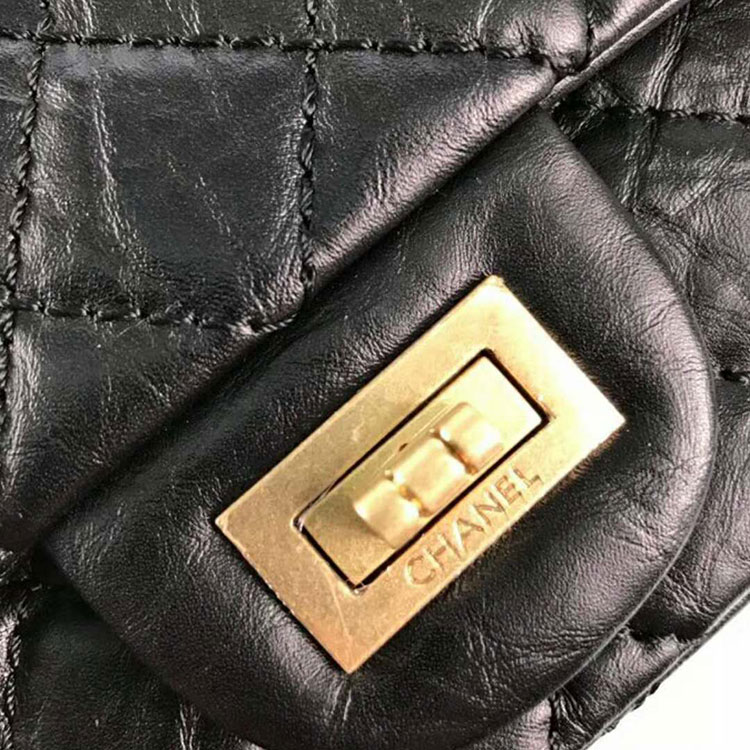 2018 Chanel Original Glazed Crackled Leather Classic Flap Bag