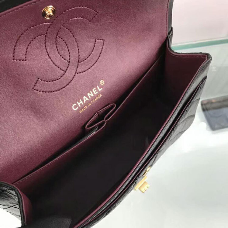 2018 Chanel Original Glazed Crackled Leather Classic Flap Bag