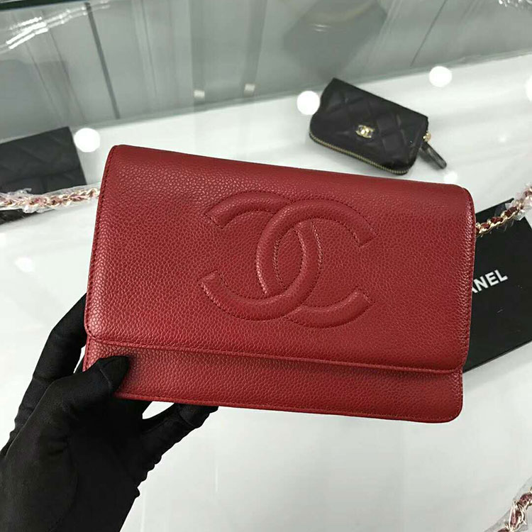 2018 Chanel WOC A33814 Original Caviar Leather Mini Flap Bag